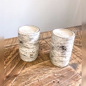 2 birch candle holders